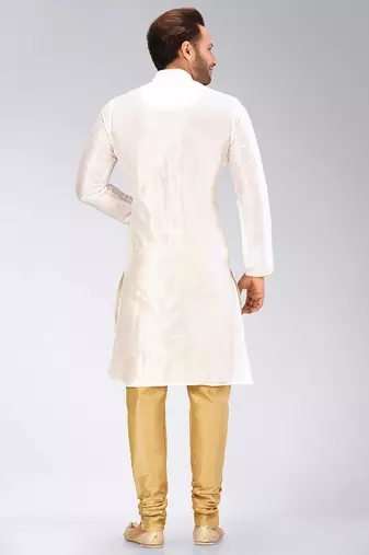 White Dupion Art Silk Kurta