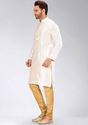 White Dupion Art Silk Kurta 4