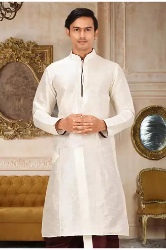 Beige Dupion Art Silk Kurta