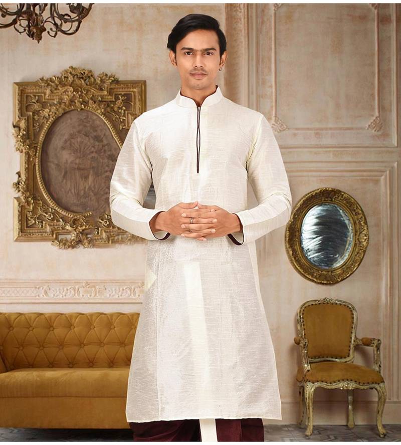 Beige Dupion Art Silk Kurta