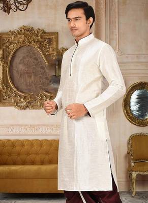 Beige Dupion Art Silk Kurta 2