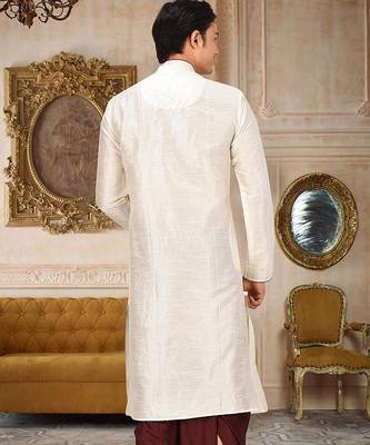 Beige Dupion Art Silk Kurta 3