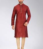 Red Dupion Art Silk Kurta