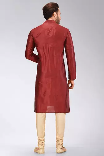 Red Dupion Art Silk Kurta