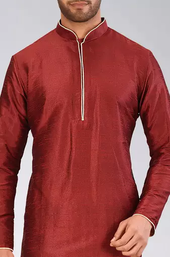 Red Dupion Art Silk Kurta