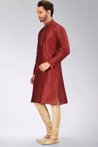 Red Dupion Art Silk Kurta