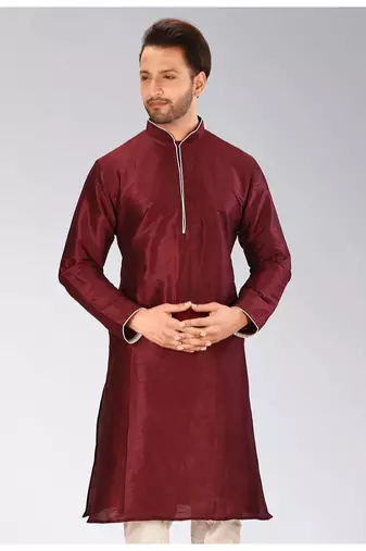 Maroon Dupion Art Silk Kurta