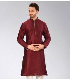 Maroon Dupion Art Silk Kurta