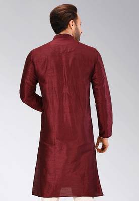 Maroon Dupion Art Silk Kurta 3