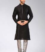 Black Dupion Art Silk Kurta