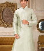 Green Dupion Art Silk Kurta