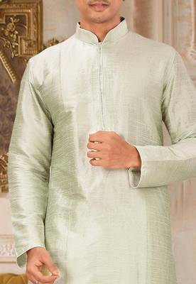 Green Dupion Art Silk Kurta 2