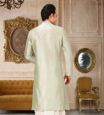 Green Dupion Art Silk Kurta 3