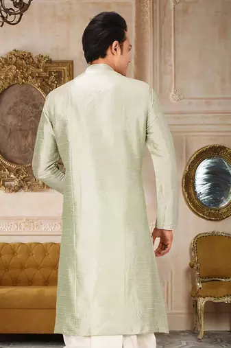 Green Dupion Art Silk Kurta