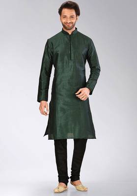 Green Dupion Art Silk Kurta 1
