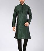 Green Dupion Art Silk Kurta