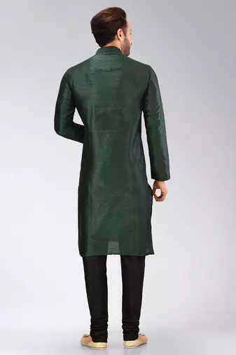 Green Dupion Art Silk Kurta