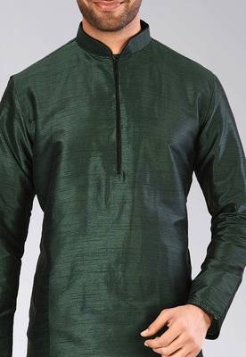 Green Dupion Art Silk Kurta 3