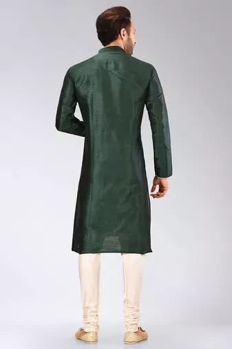 Green Dupion Art Silk Kurta