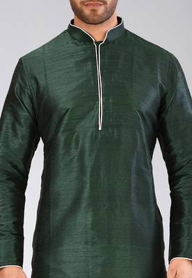 Green Dupion Art Silk Kurta 3