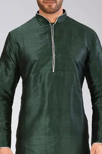 Green Dupion Art Silk Kurta