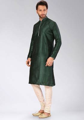 Green Dupion Art Silk Kurta 4