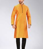 Yellow Dupion Art Silk Kurta