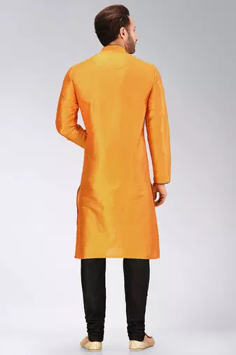 Yellow Dupion Art Silk Kurta