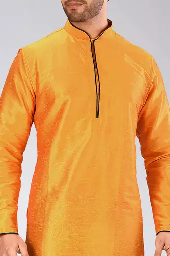 Yellow Dupion Art Silk Kurta