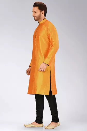 Yellow Dupion Art Silk Kurta