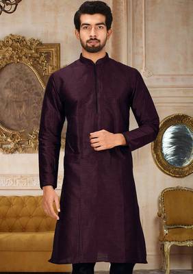 Maroon Dupion Art Silk Kurta 1
