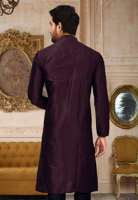 Maroon Dupion Art Silk Kurta 2