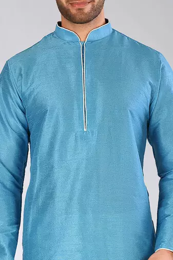 Blue Dupion Art Silk Kurta