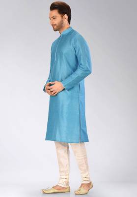 Blue Dupion Art Silk Kurta 4
