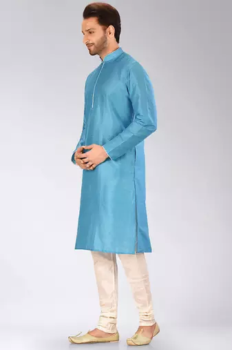 Blue Dupion Art Silk Kurta