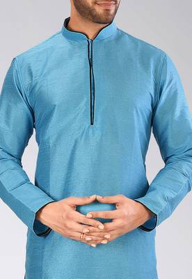 Blue Dupion Art Silk Kurta 3