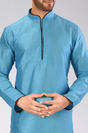 Blue Dupion Art Silk Kurta