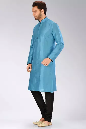 Blue Dupion Art Silk Kurta