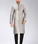 Grey Dupion Art Silk Kurta