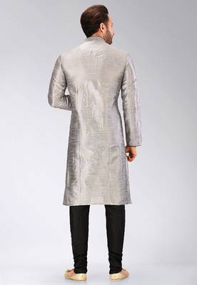 Grey Dupion Art Silk Kurta 2