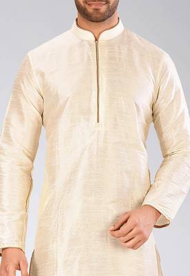 Beige Dupion Art Silk Kurta 3
