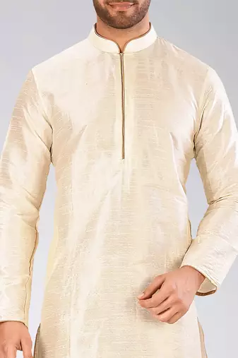 Beige Dupion Art Silk Kurta