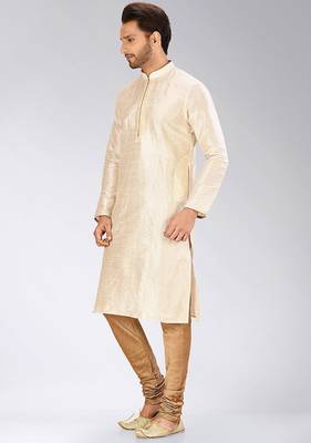 Beige Dupion Art Silk Kurta 4