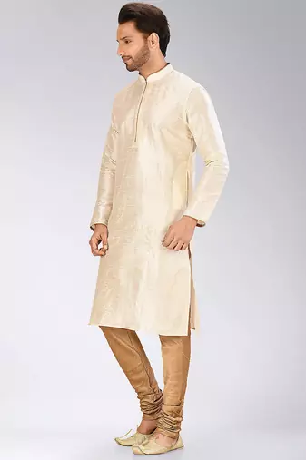 Beige Dupion Art Silk Kurta