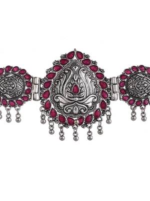 Silver-plated cubic zirconia-studded jewellery set 3