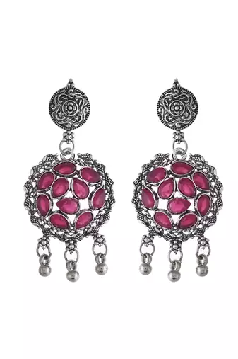 Silver-plated cubic zirconia-studded jewellery set