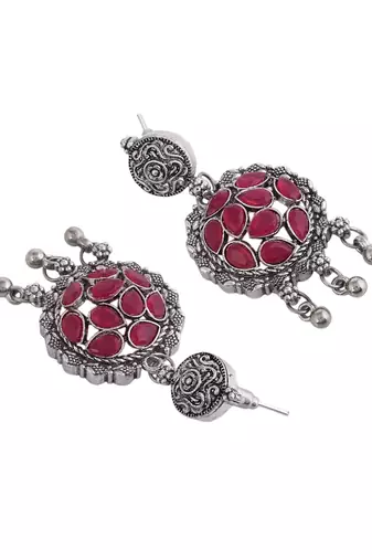 Silver-plated cubic zirconia-studded jewellery set