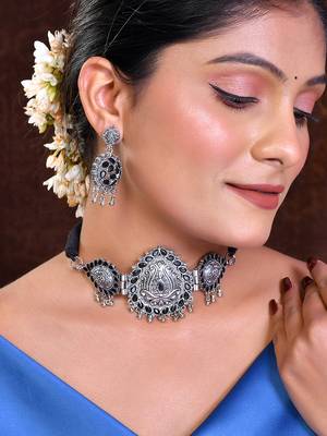 Silver plated cubic zirconia stone studded jewellery set 1