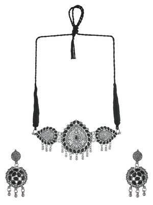Silver plated cubic zirconia stone studded jewellery set 3
