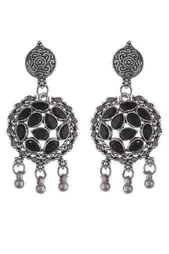 Silver plated cubic zirconia stone studded jewellery set